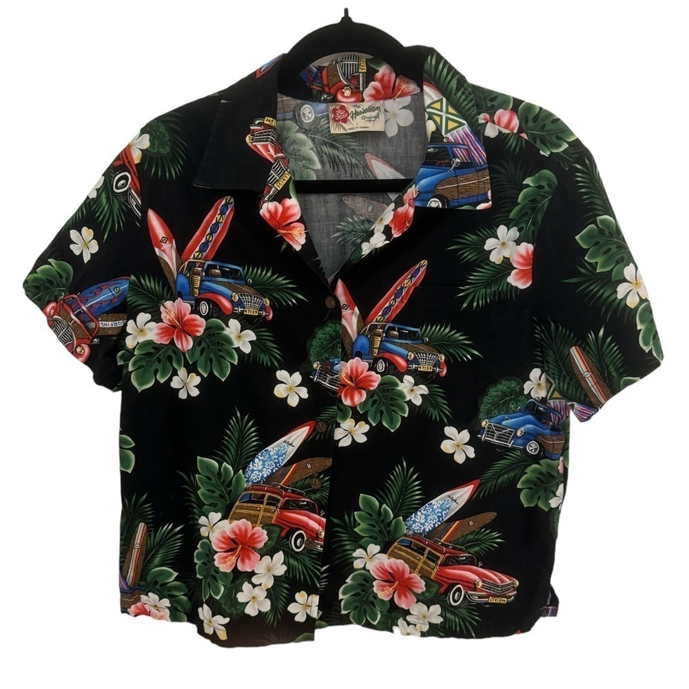 Hilo Hattie Hawaiian Shirt Classic Car Print Large